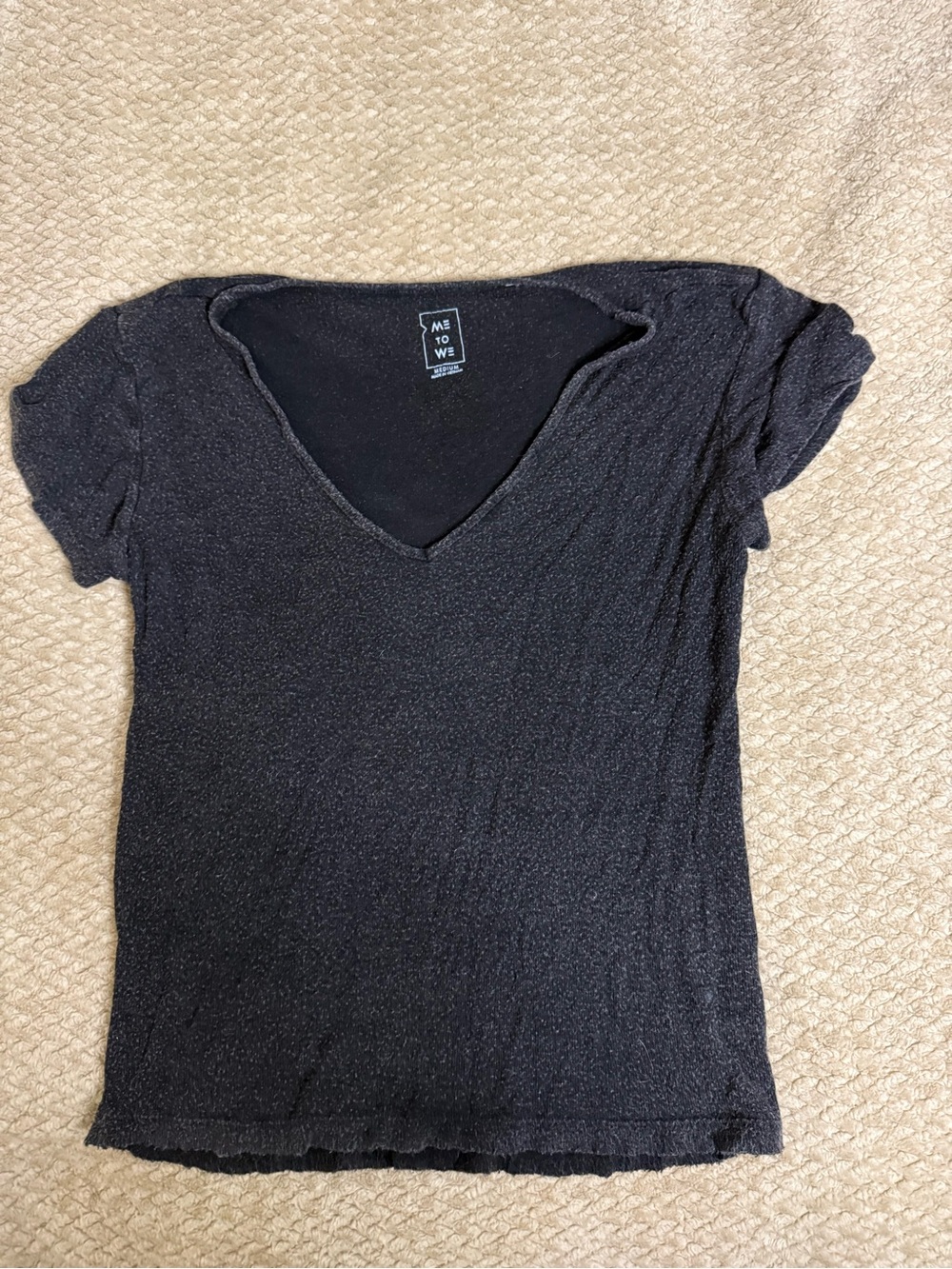 Me to We Black V-Neck Short Sleeve Knit Top